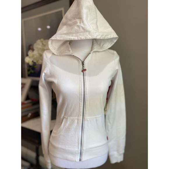 Twisted Heart Rhinestone Cherry Zip Up Hoodie S - Picture 2 of 9